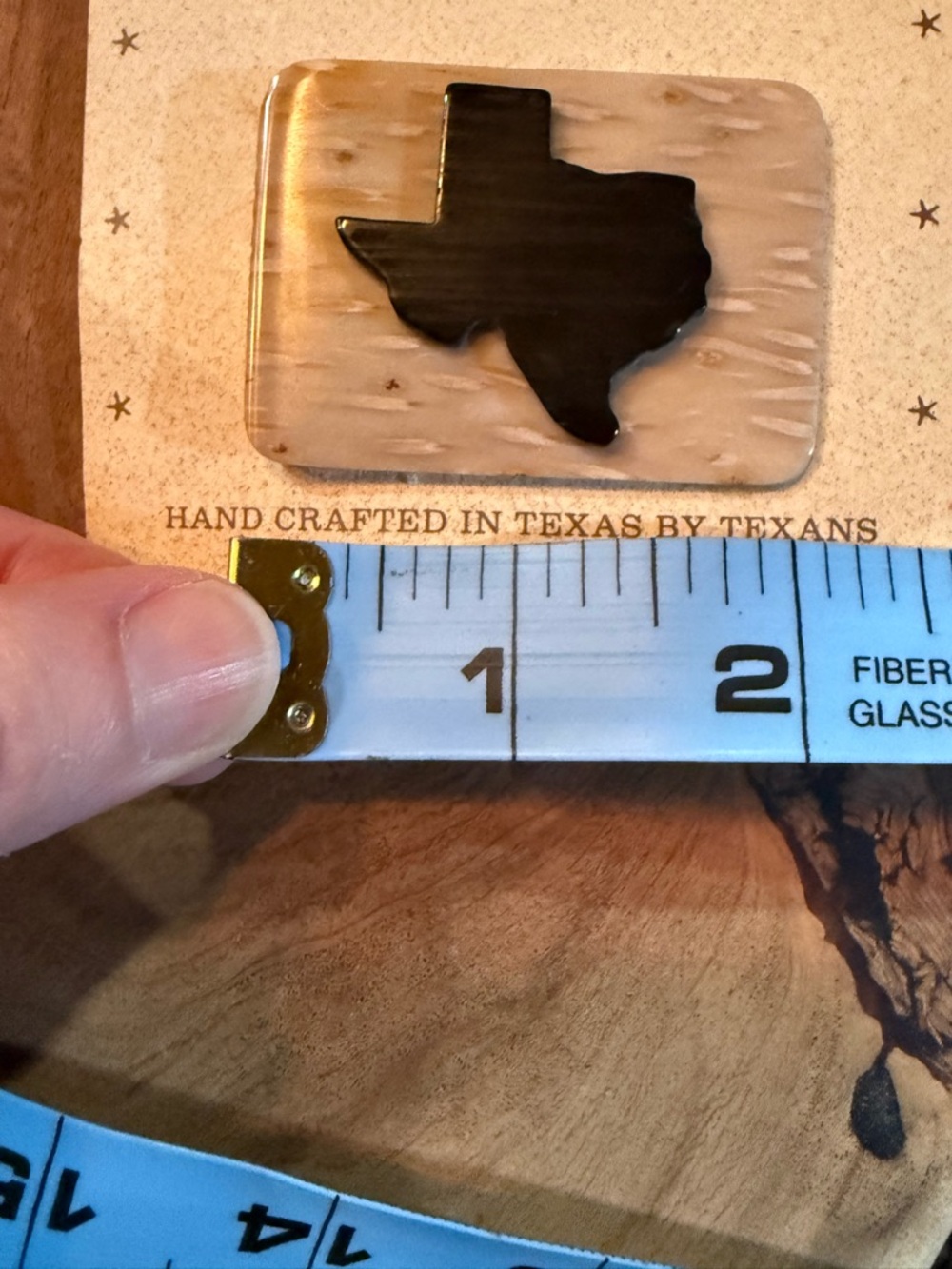 Hand Crafted Texas Belt Buckle in Black and Cream - Picture 3 of 4